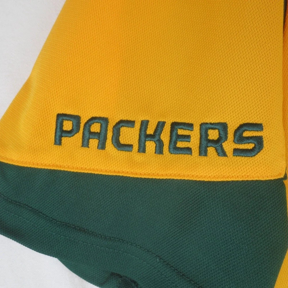 Green Bay Packers Reebok Polo Shirt Mens M Yellow Short Sleeve Embroidered Logo
